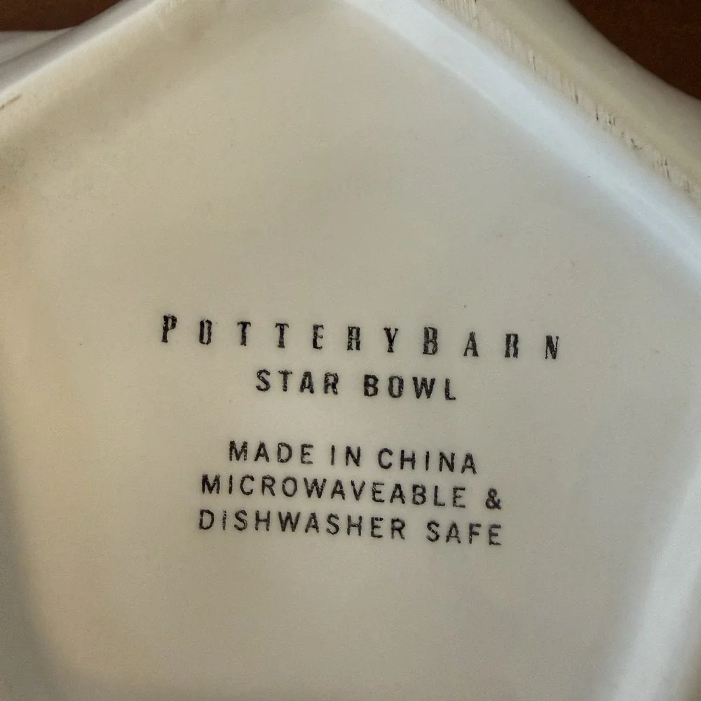 Pottery Barn Star Shaped Candy Bowl Dish Distressed Glaze Edge 9
